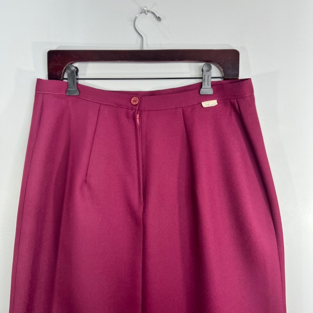 Vintage 70s a line burgundy double knit polyester old money retro midi skirt 14 - Picture 7 of 15